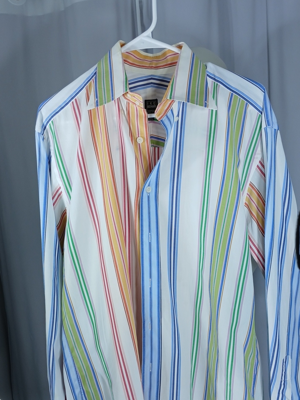 Ike Behar Men's Multicolor cotton Vertical Stripe Button-Down Shirt - White Base